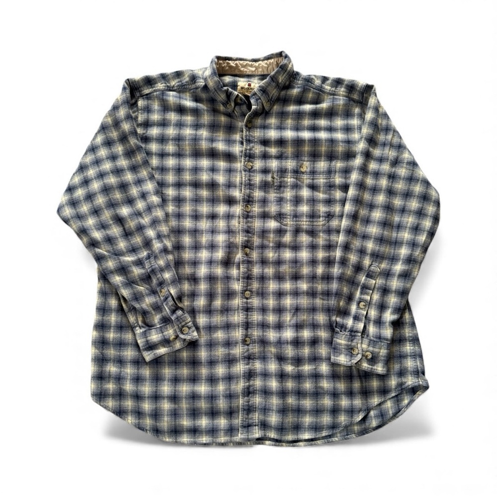 Woolrich Flannel Button Down Shirt Blue/cream Men Size XL 100% Cotton